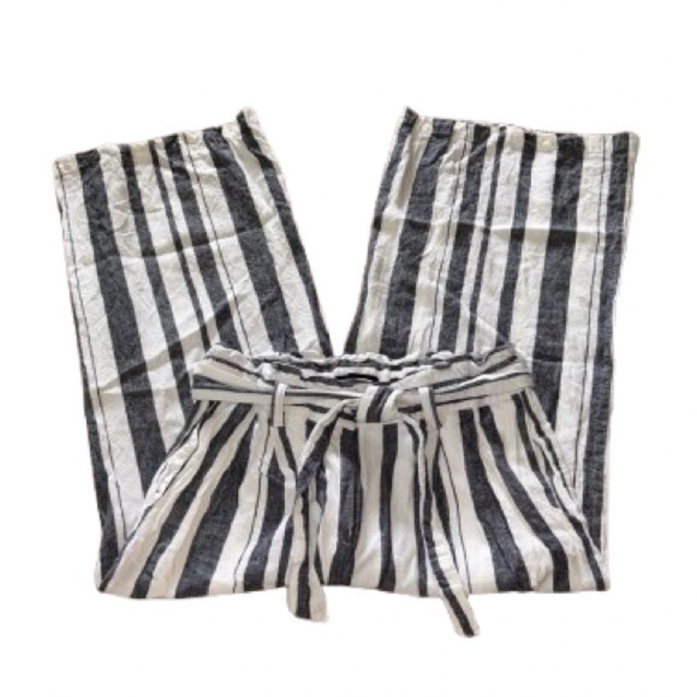 Who What Wear Black and White Striped Wide Leg Pants